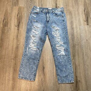 Almost Famous Womens Jeans Size 13 Straight Distressed Acid Wash Juniors Blue